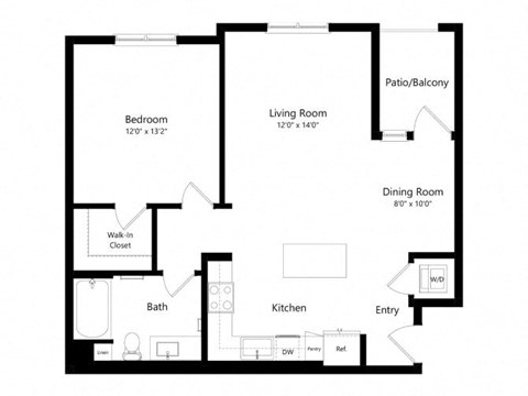 a floor plan of a unit with a bedroom and a living room